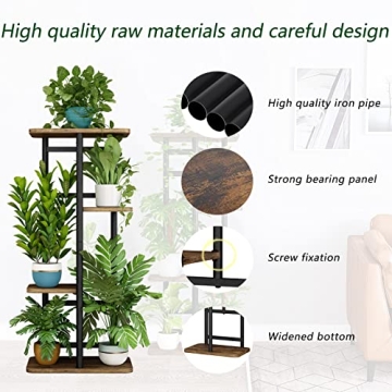 LINZINAR 4-Tier Black Plant Stand Indoor Garden Shelf