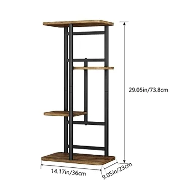 LINZINAR 4-Tier Black Plant Stand Indoor Garden Shelf