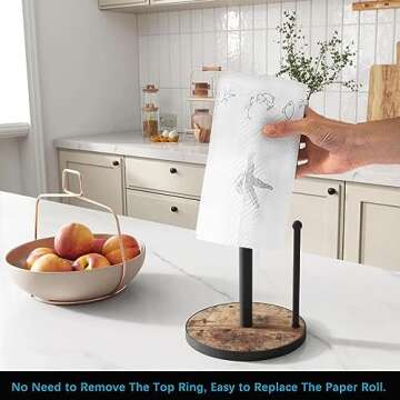 OROPY Paper Towel Holder Countertop with Heavy Duty Wood Base, Farmhouse Paper Towel Roll Stand for ...