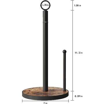 OROPY Paper Towel Holder Countertop with Heavy Duty Wood Base, Farmhouse Paper Towel Roll Stand for Kitchen Counter fits Standard and Jumbo Size Paper Towels (Brown - Easy to Tear)