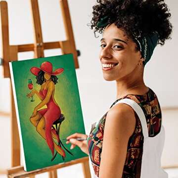 Nuberlic 8x10 Canvas Painting Kit Pre Drawn Canvas for Painting Birthday Gift Elegant Lady Theme Painting Kit DIY Adult Sip and Paint Party Favor Mother's Day Gift