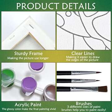 Nuberlic 8x10 Canvas Painting Kit Pre Drawn Canvas for Painting Birthday Gift Elegant Lady Theme Painting Kit DIY Adult Sip and Paint Party Favor Mother's Day Gift