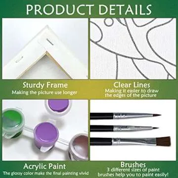 Nuberlic 8x10 Canvas Painting Kit Pre Drawn Canvas for Painting Birthday Gift Elegant Lady Theme Painting Kit DIY Adult Sip and Paint Party Favor Mother's Day Gift