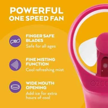 O2COOL Elite Handheld Water Misting Fan - Raspberry