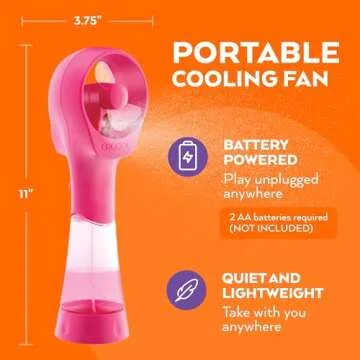 O2COOL Elite Handheld Water Misting Fan - Raspberry