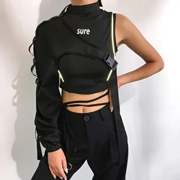 Reflective One Shoulder Crop Top for Festivals and Costumes