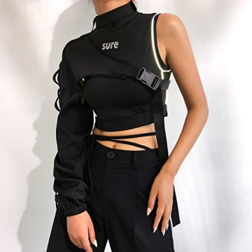Reflective One Shoulder Crop Top for Festivals and Costumes