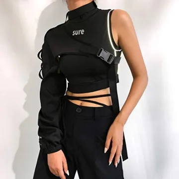 Reflective One Shoulder Crop Top for Festivals and Costumes