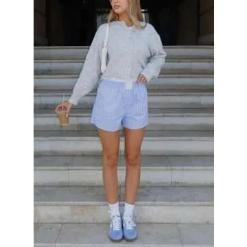 Cioatin Women Y2K Open Front Button Down Crop Sweater Cardigan Long Sleeve Lightweight Knit Pullover Fall Outfits Tops Heather Gray