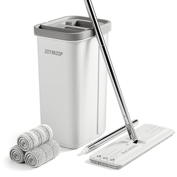 JOYMOOP Mop and Bucket with Wringer Set, Hands Free Flat Floor Mop and Bucket, 60" Mop with 3 Reusab...