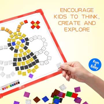 GLEEHAPY Learning Resources Educational STEM Toy,Mosaic Magnetic Puzzle,300 Foam Building Blocks wit...