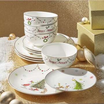 Lenox Merry Grinchmas 12-Piece Dinnerware Set for Christmas