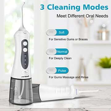 Water Flosser Cordless Teeth Cleaner, Professional Wate Flosser Oral Care for Braces Bridges Care IP...