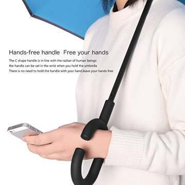 Z ZAMEKA Double Layer Inverted Umbrellas Reverse Folding Umbrella Windproof UV Protection Big Straight Umbrella Inside Out Upside Down for Car Rain Outdoor With C-Shaped Handle