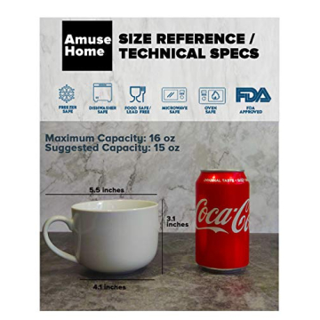 Amuse Jumbo Cozy Mugs Set of 6 for Coffee and Soups