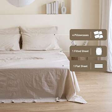 Belgian Linen Sheet Set Soft Bedding King Size