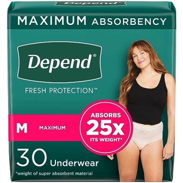 Depend Fresh Protection Adult Incontinence & Postpartum Underwear for Women - Maximum Absorbency, 30...