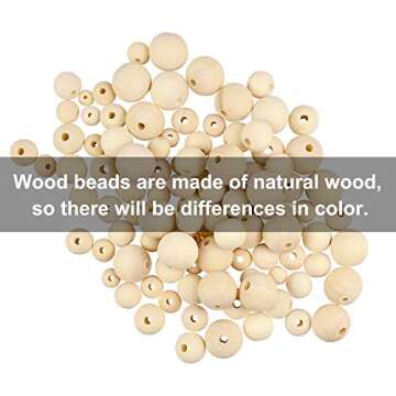 1000 Pcs Wooden Beads Natural Unfinished Wood Beads for Crafts, 7 Sizes Beads for Jewelry Making, Garland, Home/Farmhouse Decor and DIY - 6mm, 8mm, 10 mm, 12 mm, 14mm, 16mm, 20mm