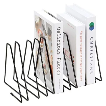 CAXXA 10 Slots Triangle Bookshelf Metal Wire Magazine Holder, Document Holder, Black