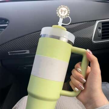 Straw Cover for Stanley 40ozoz 30oz Tumbler,Bling Pearl Straw Toppers,Cute Cup Accessories for Stanley Yeti Tumbler Straw Covers for Stanley Decorations Women Girls Birthday Gifts