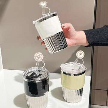 Straw Cover for Stanley 40ozoz 30oz Tumbler,Bling Pearl Straw Toppers,Cute Cup Accessories for Stanley Yeti Tumbler Straw Covers for Stanley Decorations Women Girls Birthday Gifts