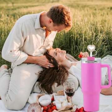 Straw Cover for Stanley 40ozoz 30oz Tumbler,Bling Pearl Straw Toppers,Cute Cup Accessories for Stanley Yeti Tumbler Straw Covers for Stanley Decorations Women Girls Birthday Gifts