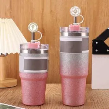 Straw Cover for Stanley 40ozoz 30oz Tumbler,Bling Pearl Straw Toppers,Cute Cup Accessories for Stanley Yeti Tumbler Straw Covers for Stanley Decorations Women Girls Birthday Gifts