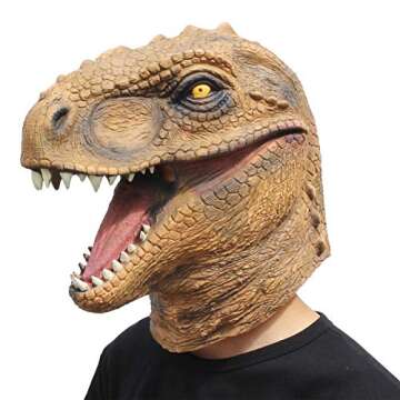 CreepyParty Dinosaur Head Mask Novelty Halloween Costume Party Animal Jurassic Full Head Latex Mask