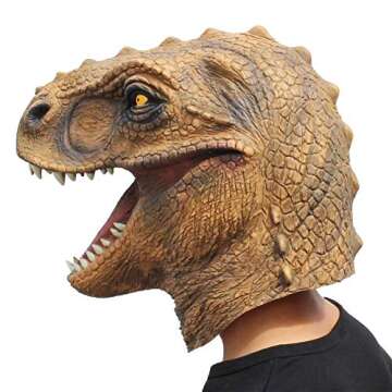 CreepyParty Dinosaur Head Mask Novelty Halloween Costume Party Animal Jurassic Full Head Latex Mask