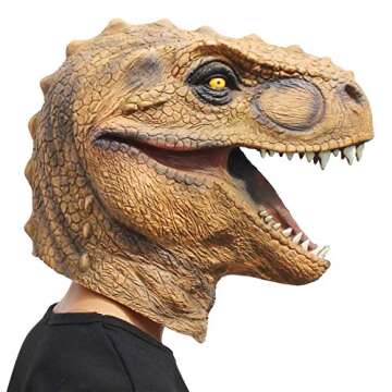 CreepyParty Dinosaur Head Mask Novelty Halloween Costume Party Animal Jurassic Full Head Latex Mask