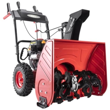 PowerSmart 24-Inch Gas Powered Snow Blower - Self-Propelled 2-Stage with 212cc Engine and LED Headli...