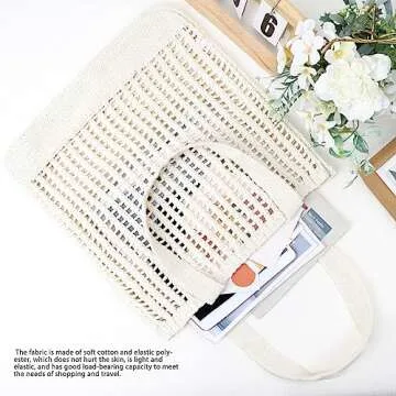 hatisan Crochet Tote Bag for Women Tote Bag Aesthetic Crochet Beach Bag Hobo Bag Hippie Bag Summer Bag(B-Beige)