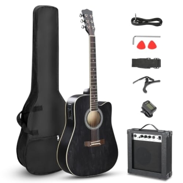 Ktaxon Full-Size Acoustic Electric Guitar Kit for Beginners - 41 Inch, Includes Amp & Accessories