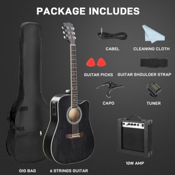 Ktaxon Acoustic Electric Guitar Kit with Amp & Accessories