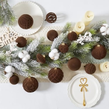 30pcs Velvet Christmas Ball Ornaments - Shatterproof Hanging Decorations for Holiday