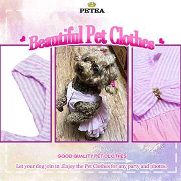 Petea Pet Clothes Cute Elegant Puppy Bowknot Princess Tutu Dress Dog Cat Stripe Birthday Gauze Dress for Small Dogs and Cats (S,Pink)…