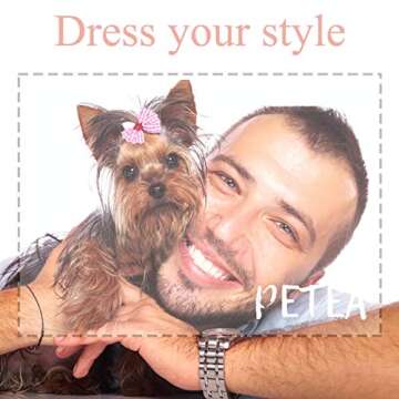 Petea Pet Clothes Cute Elegant Puppy Bowknot Princess Tutu Dress Dog Cat Stripe Birthday Gauze Dress for Small Dogs and Cats (S,Pink)…