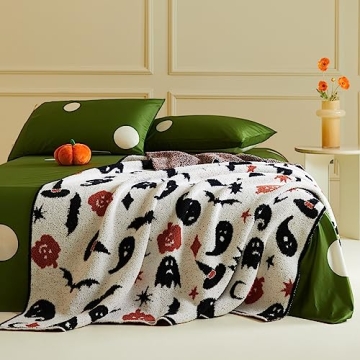 Fuzzy Halloween Throw Blanket for Couch Warm Soft Ghost Party Blanket Microfiber Throw for Halloween...