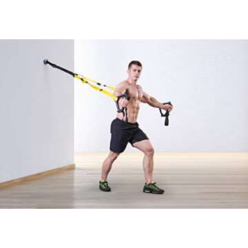 DOHOO Bodyweight Resistance Trainer Kit, Powerlifting Strength Training Straps for Home Gym Outdoor Fitness Training Set