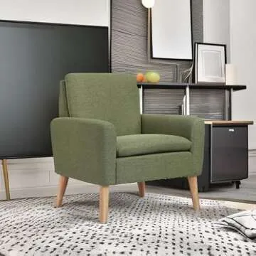 Lohoms Mid Century Modern Fabric Accent Chair Single Sofa Comfy Upholstered Arm Chair Living Room Furniture, Green