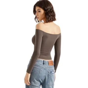 Fashionable Off The Shoulder Fitted Long Sleeve Shirt
