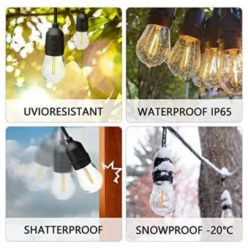 Visther 24-Pack String Light Bulbs, S14 Outdoor Waterproof Replacement Bulb, E26 Base Bulbs, 1W 120V, 2700K Warm White