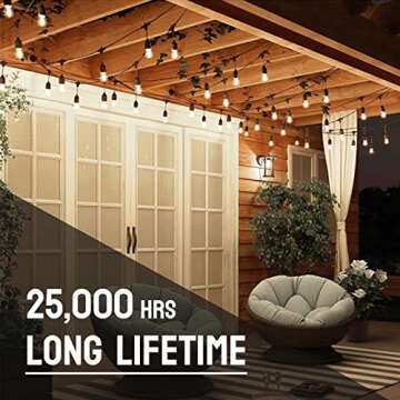 Visther 24-Pack String Light Bulbs, S14 Outdoor Waterproof Replacement Bulb, E26 Base Bulbs, 1W 120V, 2700K Warm White