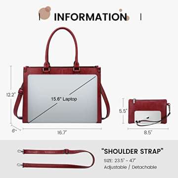 LOVEVOOK Laptop Bag for Women,15.6 Inch Laptop Tote Bag Work Bags for Women, Vintage Leather Compute...