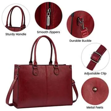 LOVEVOOK Laptop Bag for Women,15.6 Inch Laptop Tote Bag Work Bags for Women, Vintage Leather Computer Bag, Large Capacity Office Briefcase, Business Handbag Shoulder Bag 2PCs