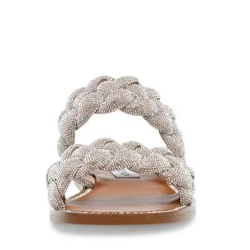 Steve Madden Women’s Newbie Flat Sandal with Rhinestone Detail