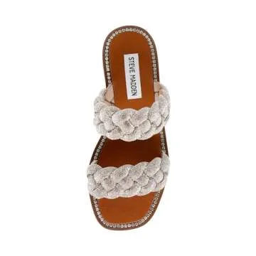 Steve Madden Women’s Newbie Flat Sandal with Rhinestone Detail