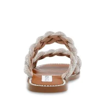 Steve Madden Women’s Newbie Flat Sandal with Rhinestone Detail