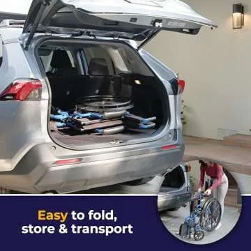 Drive Medical Blue Streak Lightweight Wheelchair with Swing-Away Footrests and Flip-Back Arms, Portable Folding Wheelchair for Adults and Seniors, 18 Inch Seat