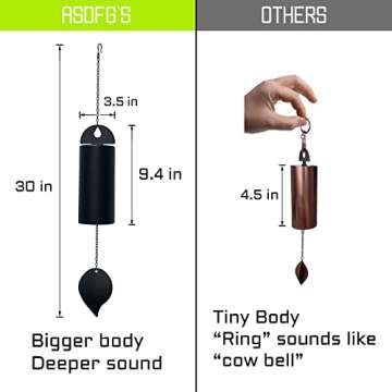 Deep Resonance Serenity Bell Large Wind Chimes for Outside Deep Tone Garden Bells Wind Chimes 528 Hz...